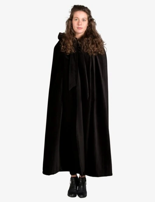 Unisex Black Cloak With Hand Exit Slits In Velvet