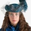 Women Tricorn With Feather & Veil